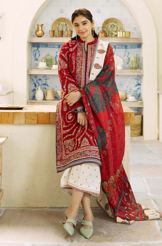 Zara shah jahan Embroidered Dhanak Three Piece COCO-08