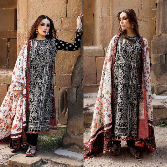 Qalamkar 3 pc Dhannak Embroidered Winter Collection suit 1726