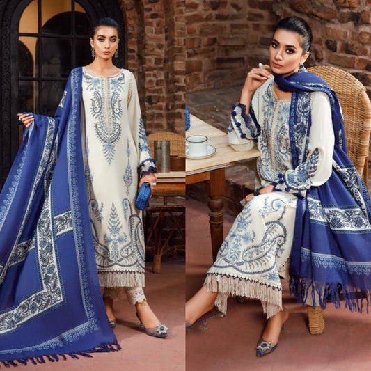 Qalamkar 3 pc Dhannak Embroidered Winter Collection suit 1729