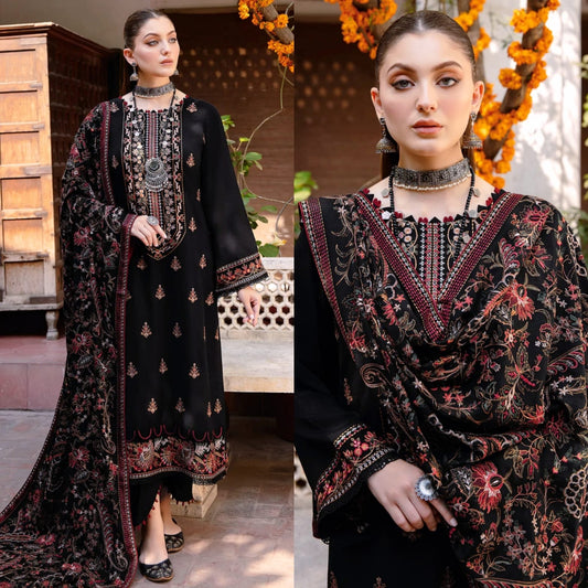 BAREEZE 3Pc Heavy Embroidered Dhannak Suit winter Collection BR-1046