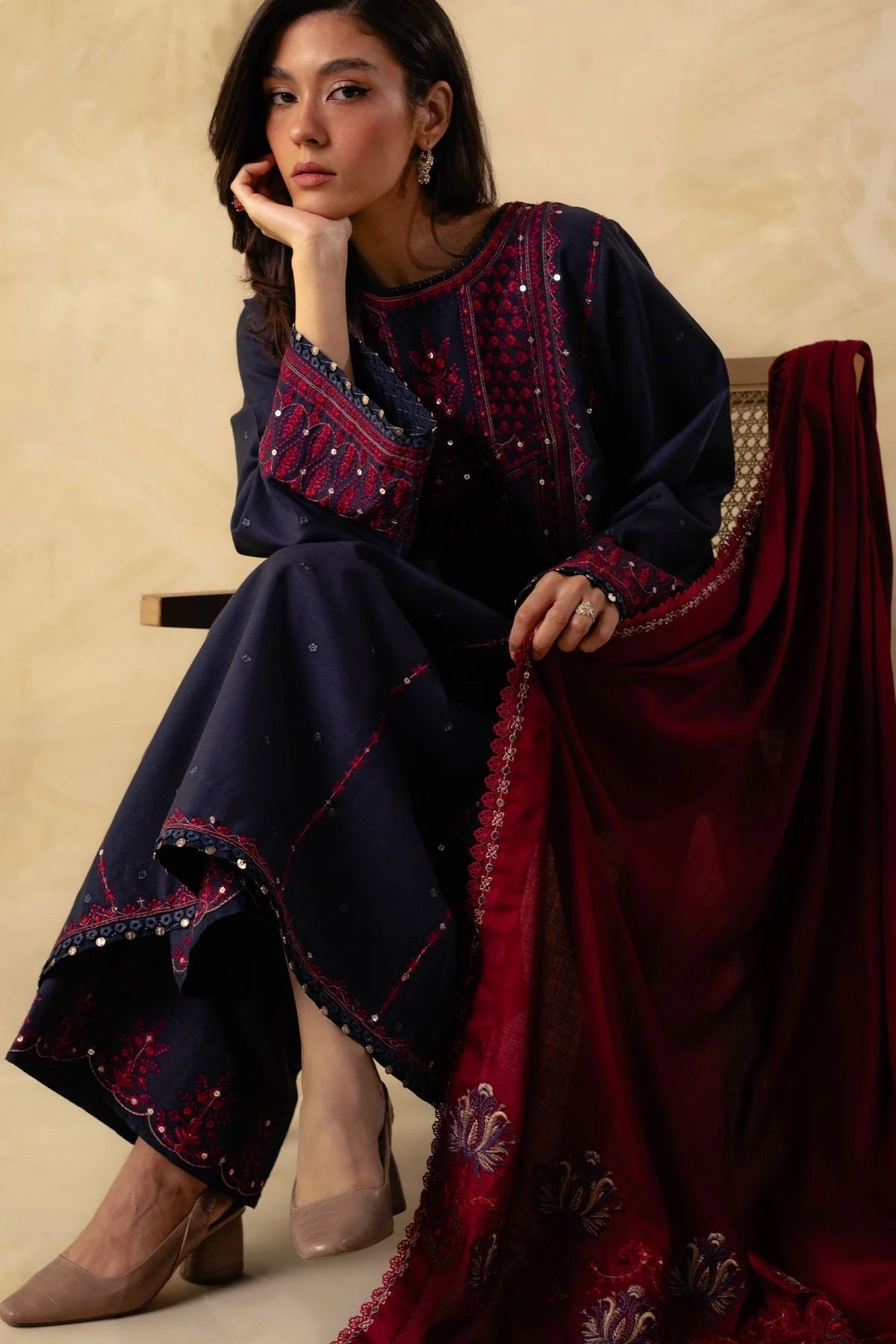 Zara shah-coco 3 Pc Embroidered Dhannak Suit winter Collection 97