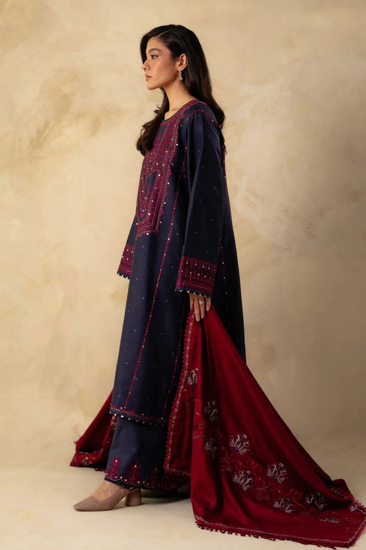 Zara shah-coco 3 Pc Embroidered Dhannak Suit winter Collection 97