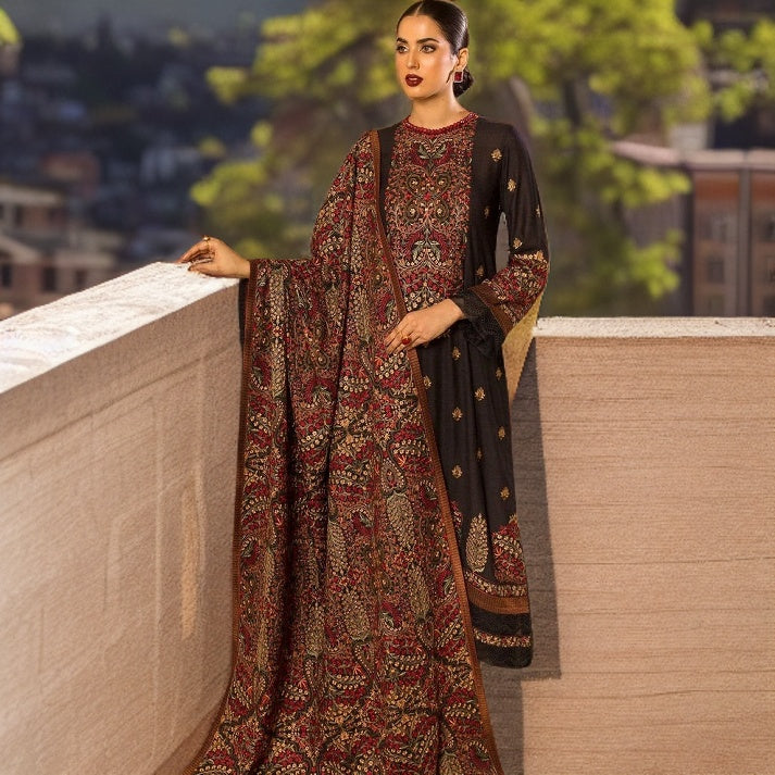 3pc Embroidered dhannak winter collection Suit