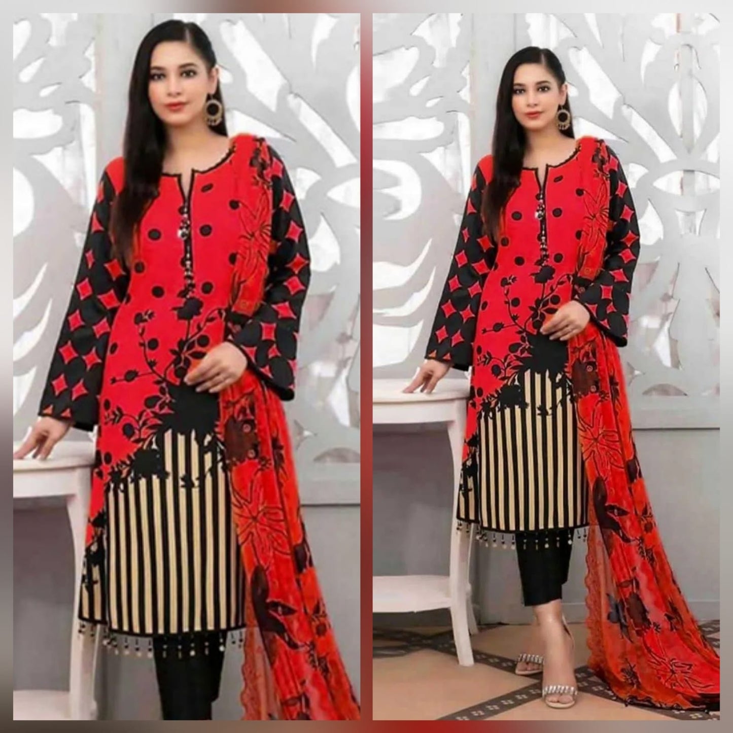 3 pc suit lawn suit with lawn Duppata