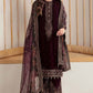 3Pcs Velvet Embroidered suit With Embroidered Organza Dupatta KA-039