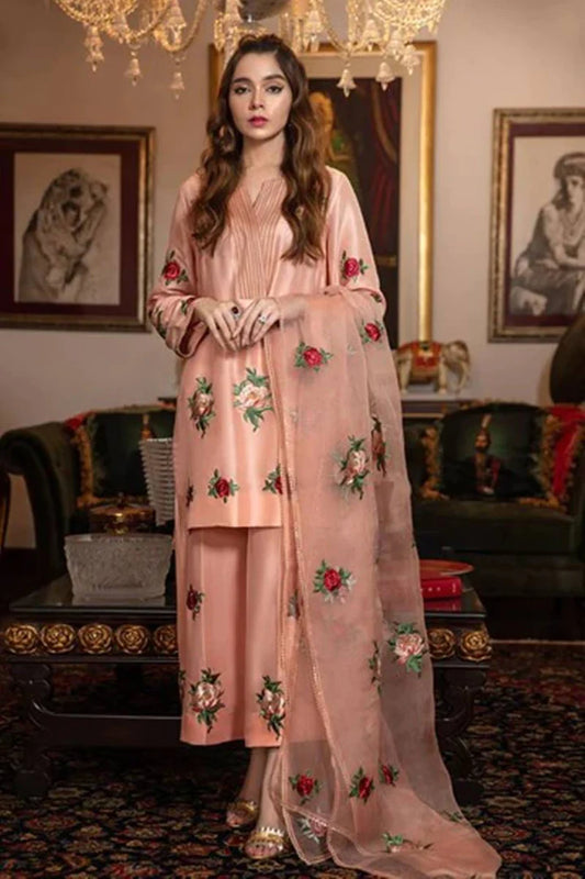 3 Pc Embroidered Shamoz Winter Collection