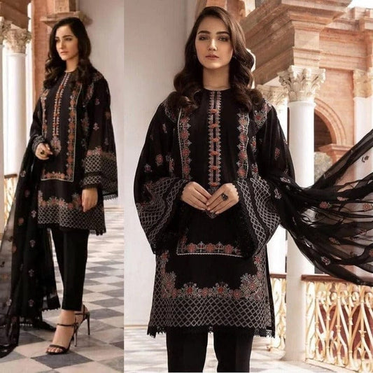 Bareeze-3 Pc Lawn Heavy Embroidered Suit with Chifoon Dupatta BR_465