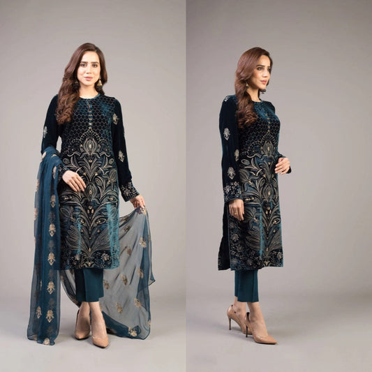 Bareeze-3 Pc Lawn Heavy Embroidered Suit with Lawn Dupatta BR_110