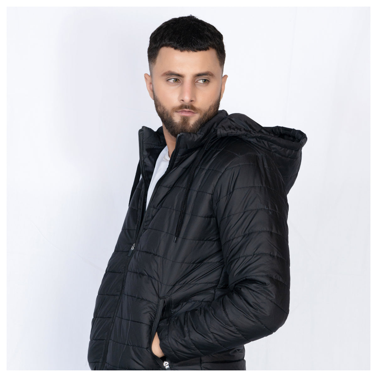 Ugur Puffer Jacket with sleeves & hood Black