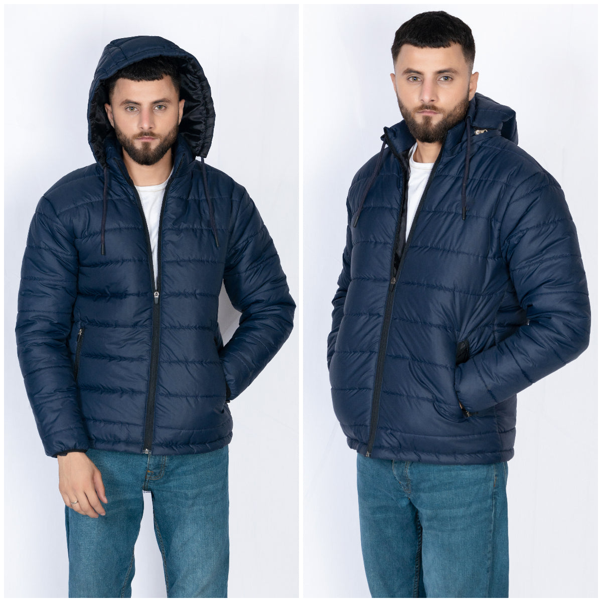 Ugur Blue Puffer Jacket with sleeves & hood