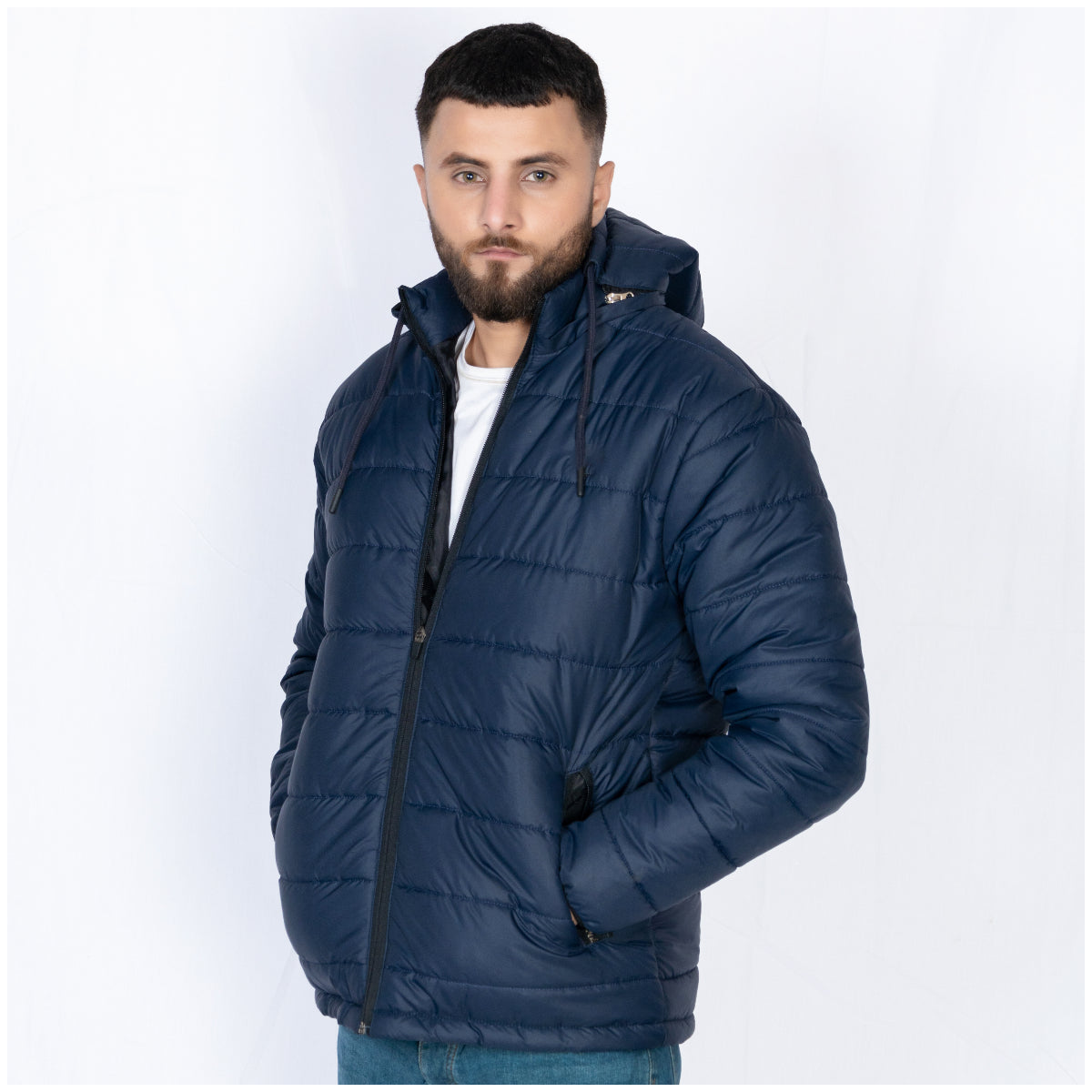 Ugur Blue Puffer Jacket with sleeves & hood