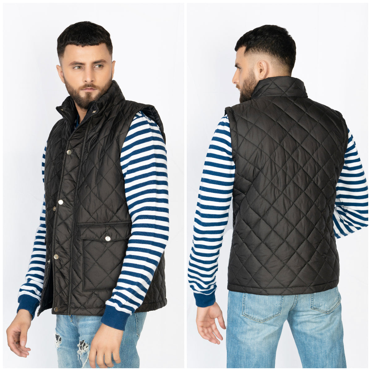 Sleeveless Diamond Quilted Jacket Black