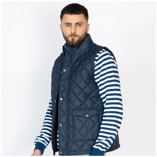 Sleeveless Diamond Quilted Jacket Blue