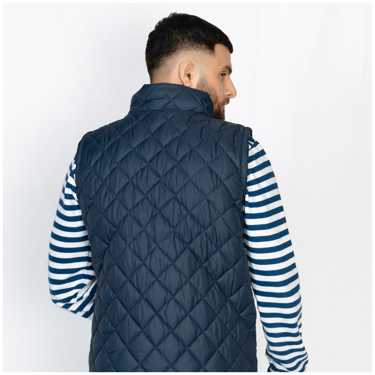 Sleeveless Diamond Quilted Jacket Blue