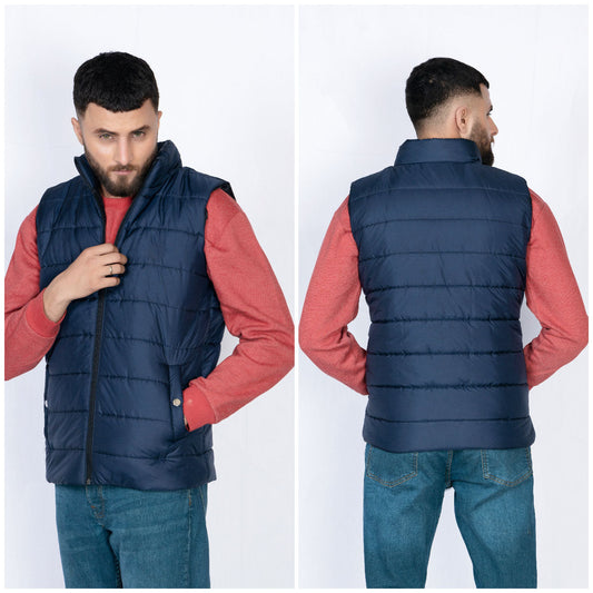 Sleeveless Quilted Jacket Blue