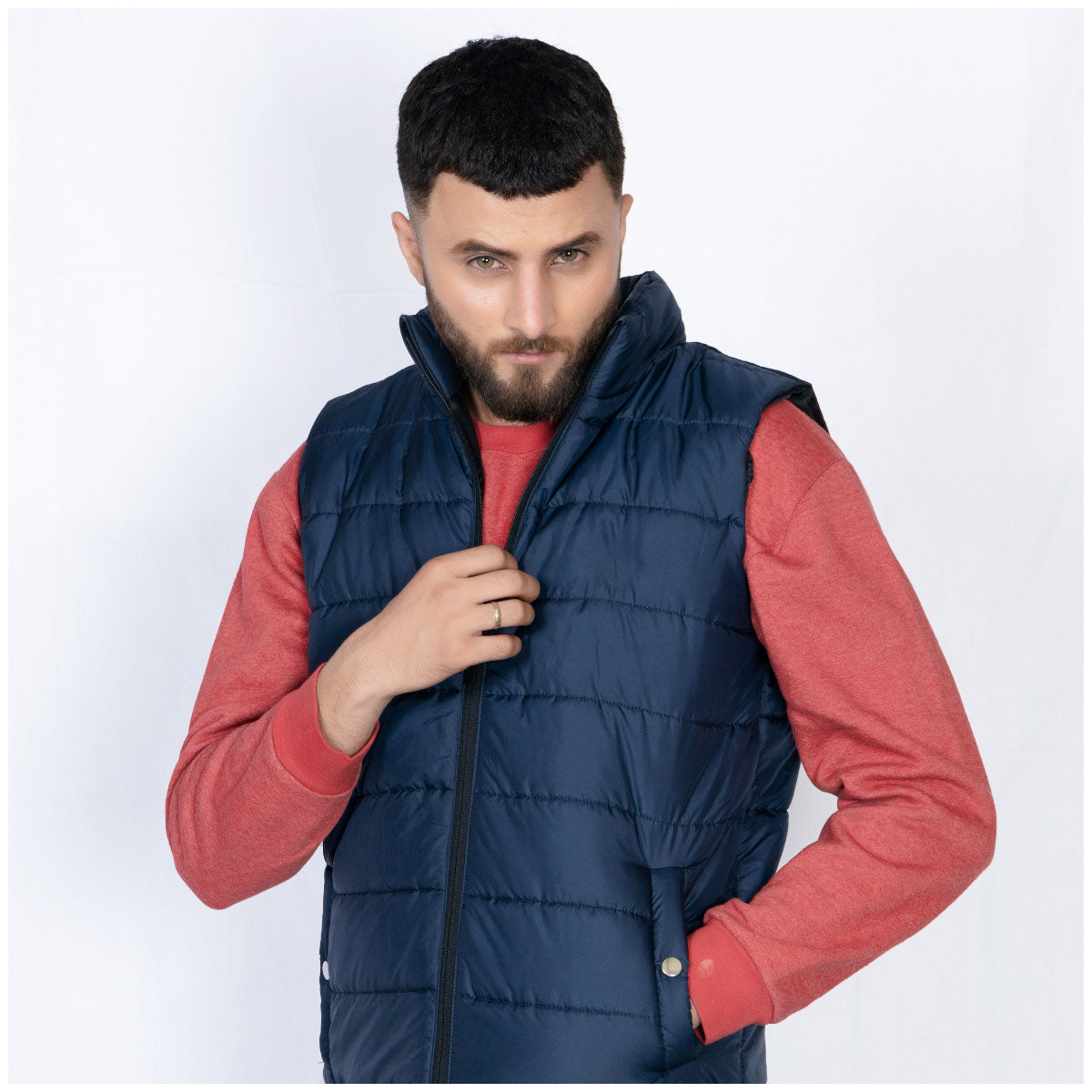 Sleeveless Quilted Jacket Blue