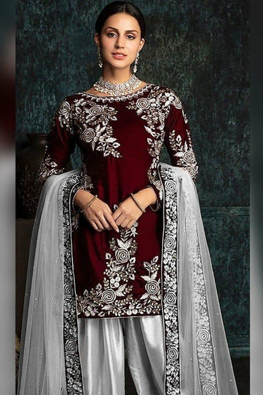 3 Pcs Velvet Embroidered Winter Collection