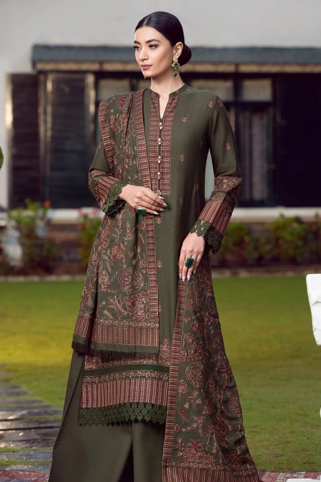 Bareeze 3 Pc Embroidered Dhanak with Heavy Embroidered Shawl Winter Collection 04