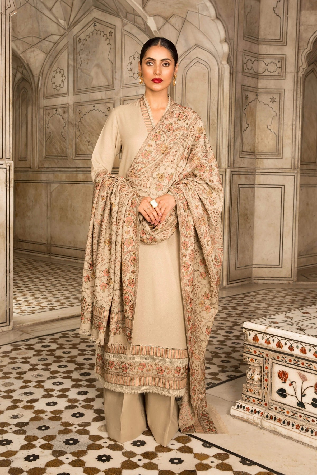 3pc Embroidered dhannak winter collection Suit