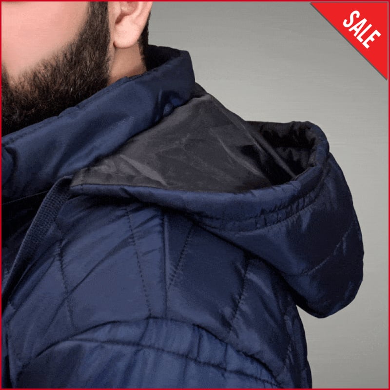 Puffer Jacket with sleeves & hood blue ugurpakistan 